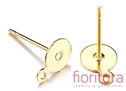 SZTYFTY Z PŁASKĄ BLASZKĄ 8MM I OCZKIEM DO PODWIESZANIA KOLOR ZŁOTY