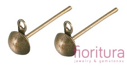 SZTYFTY Z PÓŁKULĄ I OCZKIEM DO PODWIESZANIA 15x4x6,5MM KOLOR STARE ZŁOTO