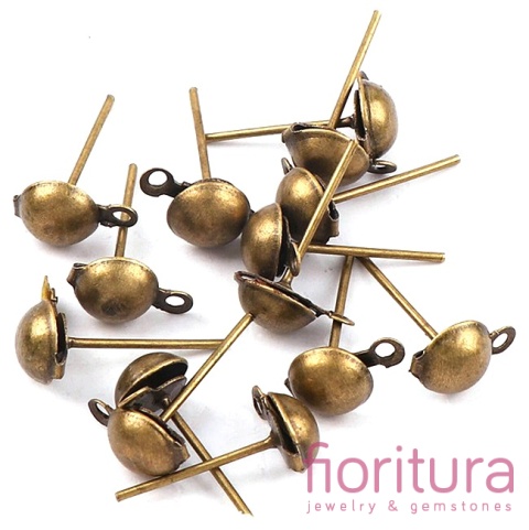 SZTYFTY Z PÓŁKULĄ I OCZKIEM DO PODWIESZANIA 15x4x6,5MM KOLOR STARE ZŁOTO