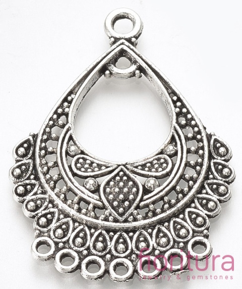 PODSTAWA KOLCZYKA ŁEZKA 36,5x26x3,5MM KOLOR STARE SREBRO 