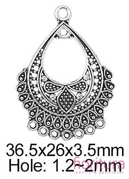 PODSTAWA KOLCZYKA ŁEZKA 36,5x26x3,5MM KOLOR STARE SREBRO 