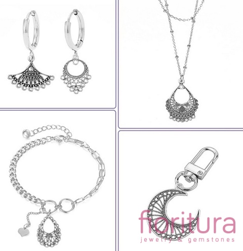 PODSTAWA KOLCZYKA ŁEZKA 36,5x26x3,5MM KOLOR STARE SREBRO 