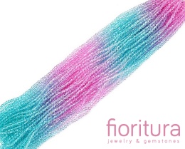 KORALIKI SZKLANE FASETOWANE BICON 4,5x4MM KOLOR NIEBIESKI/RÓŻOWY CIENIOWANY