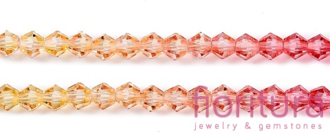 KORALIKI SZKLANE FASETOWANE BICON 4,5x4MM KOLOR CZERWONY/ŻÓŁTY CIENIOWANY