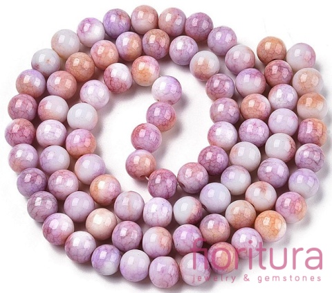 KORALIKI SZKLANE CRACLE IMITACJA KAMIENI PÓŁSZLACHETNYCH KULA 10MM KOLOR VIOLET 