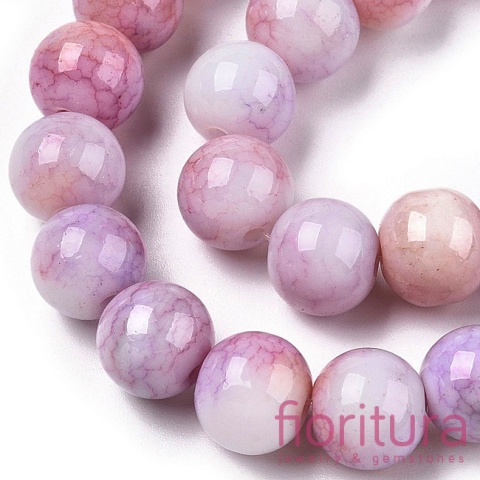 KORALIKI SZKLANE CRACLE IMITACJA KAMIENI PÓŁSZLACHETNYCH KULA 10MM KOLOR VIOLET 