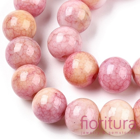 KORALIKI SZKLANE CRACLE IMITACJA KAMIENI PÓŁSZLACHETNYCH KULA 10MM KOLOR LIGHT CORAL