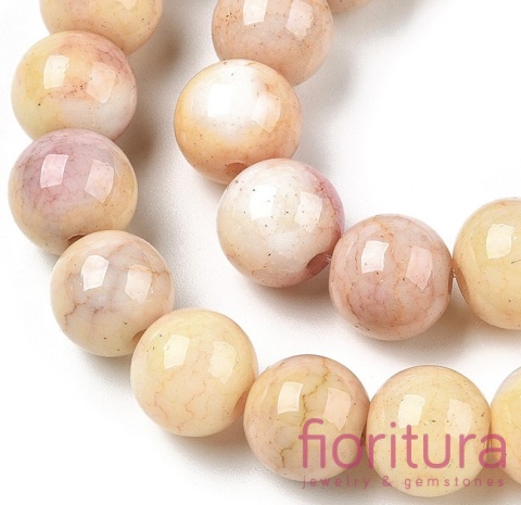 KORALIKI SZKLANE CRACLE IMITACJA KAMIENI PÓŁSZLACHETNYCH KULA 10MM KOLOR LIGHT KHAKI