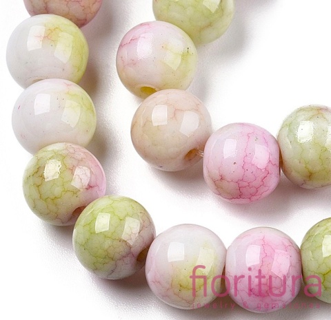 KORALIKI SZKLANE CRACLE IMITACJA KAMIENI PÓŁSZLACHETNYCH KULA 8MM KOLOR PINK GREEN