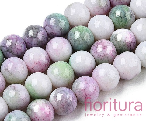 KORALIKI SZKLANE CRACLE IMITACJA KAMIENI PÓŁSZLACHETNYCH KULA 8MM KOLOR PLUM GREEN AB