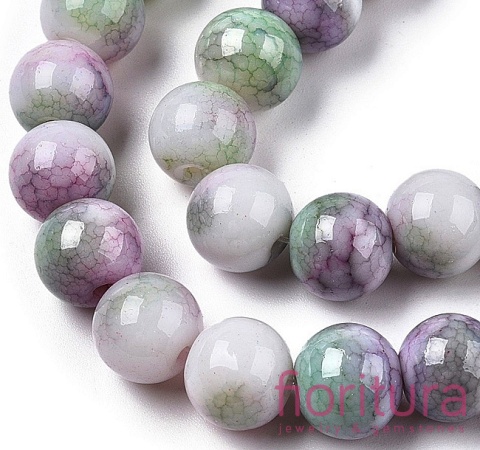 KORALIKI SZKLANE CRACLE IMITACJA KAMIENI PÓŁSZLACHETNYCH KULA 8MM KOLOR PLUM GREEN AB