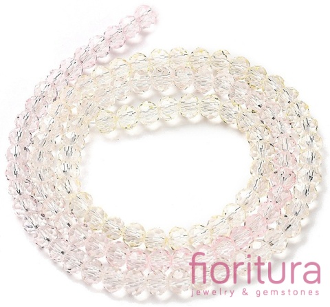 KORALIKI SZKLANE OPONKA FASETOWANA 4,5x3,6MM KOLOR RÓŻOWY/ŻÓŁTY CIENIOWANY TRANSPARENTNY