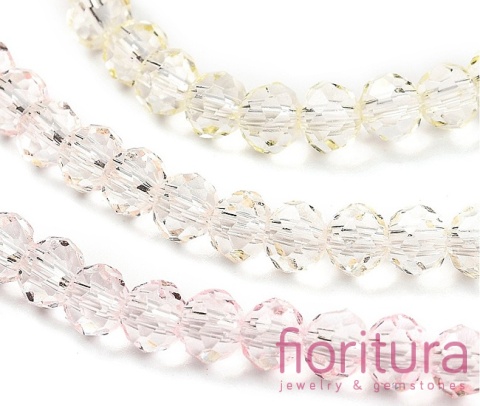 KORALIKI SZKLANE OPONKA FASETOWANA 4,5x3,6MM KOLOR RÓŻOWY/ŻÓŁTY CIENIOWANY TRANSPARENTNY