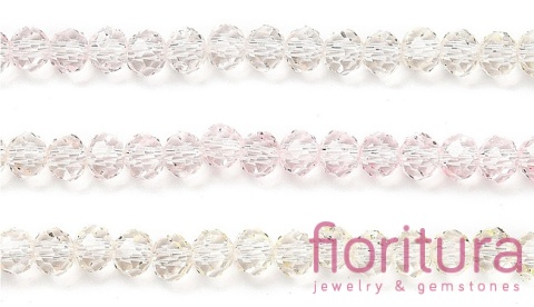 KORALIKI SZKLANE OPONKA FASETOWANA 4,5x3,6MM KOLOR RÓŻOWY/ŻÓŁTY CIENIOWANY TRANSPARENTNY