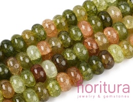 KORALIKI SZKLANE CRACLE IMITACJA UNAKITU OPONKA 8-8,5x4,5-5MM KOLOR OLIWKA/BRĄZ CIENIOWANY 