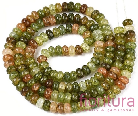 KORALIKI SZKLANE CRACLE IMITACJA UNAKITU OPONKA 8-8,5x4,5-5MM KOLOR OLIWKA/BRĄZ CIENIOWANY 