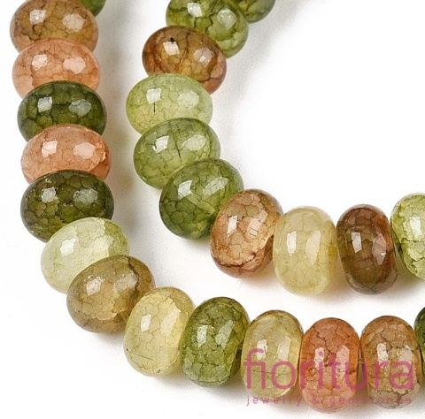 KORALIKI SZKLANE CRACLE IMITACJA UNAKITU OPONKA 8-8,5x4,5-5MM KOLOR OLIWKA/BRĄZ CIENIOWANY 