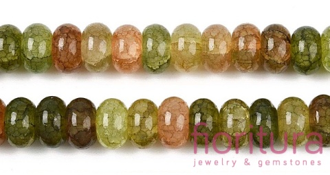 KORALIKI SZKLANE CRACLE IMITACJA UNAKITU OPONKA 8-8,5x4,5-5MM KOLOR OLIWKA/BRĄZ CIENIOWANY 