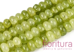 KORALIKI SZKLANE CRACLE IMITACJA PERIDOTU OPONKA 8-8,5x4,5-5MM KOLOR OLIVE DRAB CIENIOWANY 