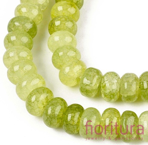 KORALIKI SZKLANE CRACLE IMITACJA PERIDOTU OPONKA 8-8,5x4,5-5MM KOLOR OLIVE DRAB CIENIOWANY 