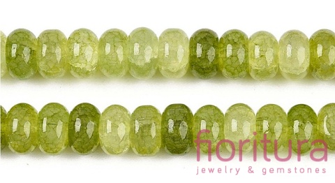 KORALIKI SZKLANE CRACLE IMITACJA PERIDOTU OPONKA 8-8,5x4,5-5MM KOLOR OLIVE DRAB CIENIOWANY 