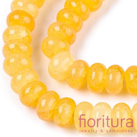 KORALIKI SZKLANE CRACLE IMITACJA JADEITU ŻÓŁTEGO OPONKA 8-8,5x4,5-5MM KOLOR GOLD CIENIOWANY 