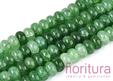 KORALIKI SZKLANE CRACLE IMITACJA PERIDOTU OPONKA 8-8,5x4,5-5MM KOLOR SEA GREEN CIENIOWANY 
