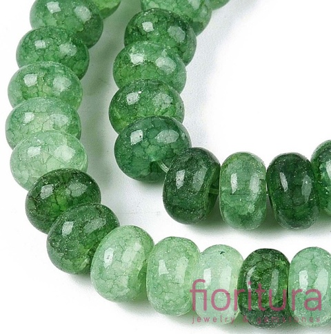 KORALIKI SZKLANE CRACLE IMITACJA PERIDOTU OPONKA 8-8,5x4,5-5MM KOLOR SEA GREEN CIENIOWANY 