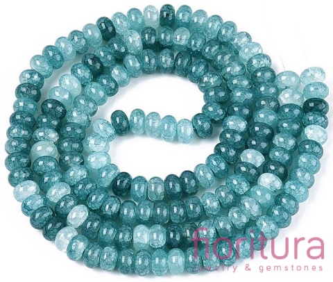 KORALIKI SZKLANE CRACLE IMITACJA APATYTU OPONKA 8-8,5x4,5-5MM KOLOR CADET BLUE CIENIOWANY 