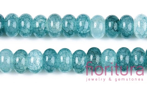 KORALIKI SZKLANE CRACLE IMITACJA APATYTU OPONKA 8-8,5x4,5-5MM KOLOR CADET BLUE CIENIOWANY 