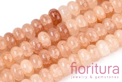 KORALIKI SZKLANE CRACLE IMITACJA KAMIENIA SŁONECZNEGO OPONKA 8-8,5x4,5-5MM KOLOR PEACH PUFF CIENIOWANY 