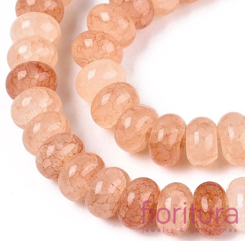 KORALIKI SZKLANE CRACLE IMITACJA KAMIENIA SŁONECZNEGO OPONKA 8-8,5x4,5-5MM KOLOR PEACH PUFF CIENIOWANY 