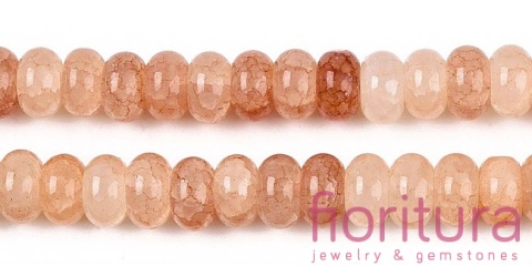 KORALIKI SZKLANE CRACLE IMITACJA KAMIENIA SŁONECZNEGO OPONKA 8-8,5x4,5-5MM KOLOR PEACH PUFF CIENIOWANY 