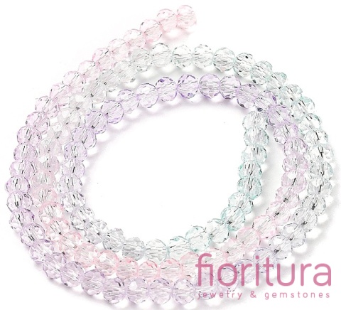 KORALIKI SZKLANE OPONKA FASETOWANA 4,5x3,6MM KOLOR MIESZANY CIENIOWANY TRANSPARENTNY