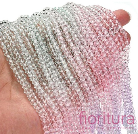 KORALIKI SZKLANE OPONKA FASETOWANA 4,5x3,6MM KOLOR MIESZANY CIENIOWANY TRANSPARENTNY