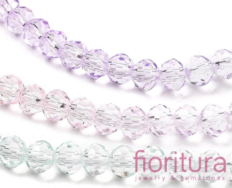 KORALIKI SZKLANE OPONKA FASETOWANA 4,5x3,6MM KOLOR MIESZANY CIENIOWANY TRANSPARENTNY