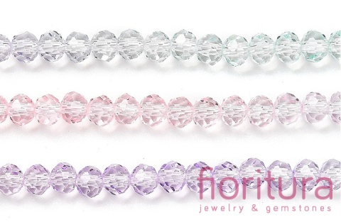 KORALIKI SZKLANE OPONKA FASETOWANA 4,5x3,6MM KOLOR MIESZANY CIENIOWANY TRANSPARENTNY