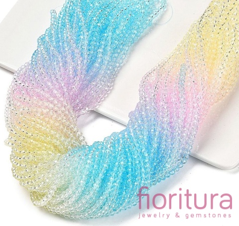 KORALIKI SZKLANE OPONKA FASETOWANA 4,5x3,6MM KOLOR MIESZANY CIENIOWANY TRANSPARENTNY