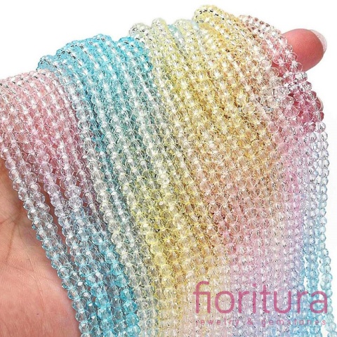 KORALIKI SZKLANE OPONKA FASETOWANA 4,5x3,6MM KOLOR MIESZANY CIENIOWANY TRANSPARENTNY