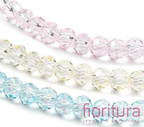 KORALIKI SZKLANE OPONKA FASETOWANA 4,5x3,6MM KOLOR MIESZANY CIENIOWANY TRANSPARENTNY