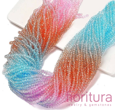 KORALIKI SZKLANE OPONKA FASETOWANA 4,5x3,6MM KOLOR MIESZANY CIENIOWANY TRANSPARENTNY