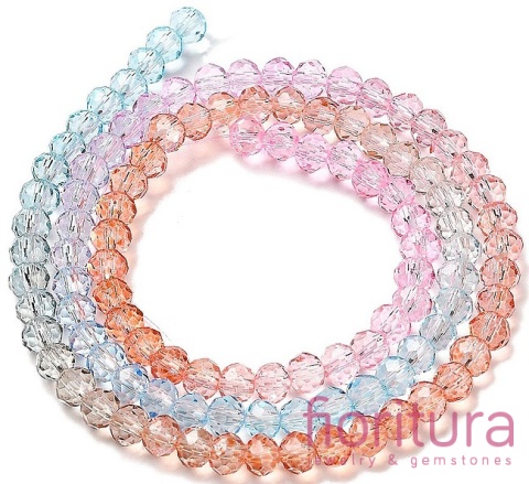 KORALIKI SZKLANE OPONKA FASETOWANA 4,5x3,6MM KOLOR MIESZANY CIENIOWANY TRANSPARENTNY