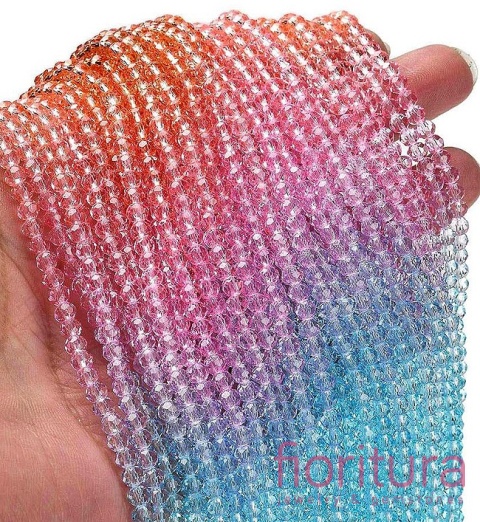 KORALIKI SZKLANE OPONKA FASETOWANA 4,5x3,6MM KOLOR MIESZANY CIENIOWANY TRANSPARENTNY