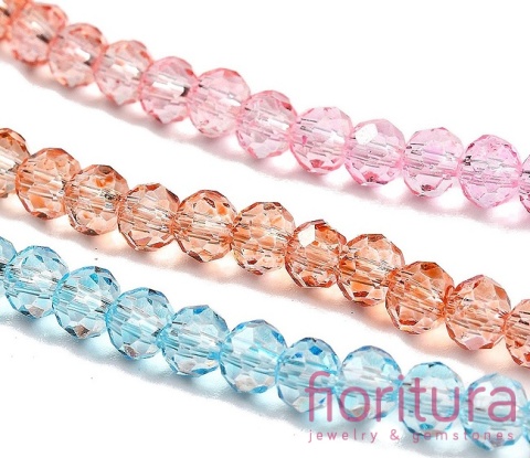 KORALIKI SZKLANE OPONKA FASETOWANA 4,5x3,6MM KOLOR MIESZANY CIENIOWANY TRANSPARENTNY