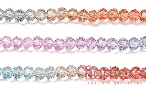 KORALIKI SZKLANE OPONKA FASETOWANA 4,5x3,6MM KOLOR MIESZANY CIENIOWANY TRANSPARENTNY