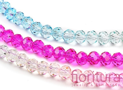 KORALIKI SZKLANE OPONKA FASETOWANA 4,5x3,6MM KOLOR MIESZANY CIENIOWANY TRANSPARENTNY