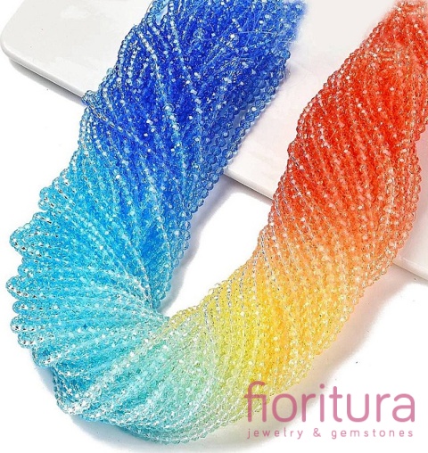 KORALIKI SZKLANE OPONKA FASETOWANA 4,5x3,6MM KOLOR MIESZANY CIENIOWANY TRANSPARENTNY