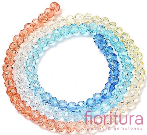 KORALIKI SZKLANE OPONKA FASETOWANA 4,5x3,6MM KOLOR MIESZANY CIENIOWANY TRANSPARENTNY