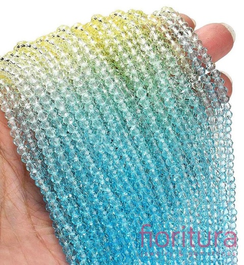 KORALIKI SZKLANE OPONKA FASETOWANA 4,5x3,6MM KOLOR MIESZANY CIENIOWANY TRANSPARENTNY