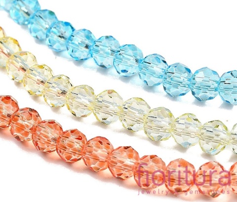 KORALIKI SZKLANE OPONKA FASETOWANA 4,5x3,6MM KOLOR MIESZANY CIENIOWANY TRANSPARENTNY